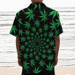 Swirl Cannabis Leaf Print Textured Short Sleeve Shirt