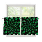 Swirl Cannabis Leaf Print Tier Curtains