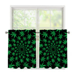 Swirl Cannabis Leaf Print Tier Curtains