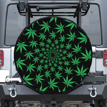 Swirl Cannabis Leaf Print Tire Cover