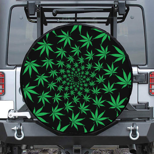 Swirl Cannabis Leaf Print Tire Cover