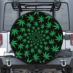 Swirl Cannabis Leaf Print Tire Cover