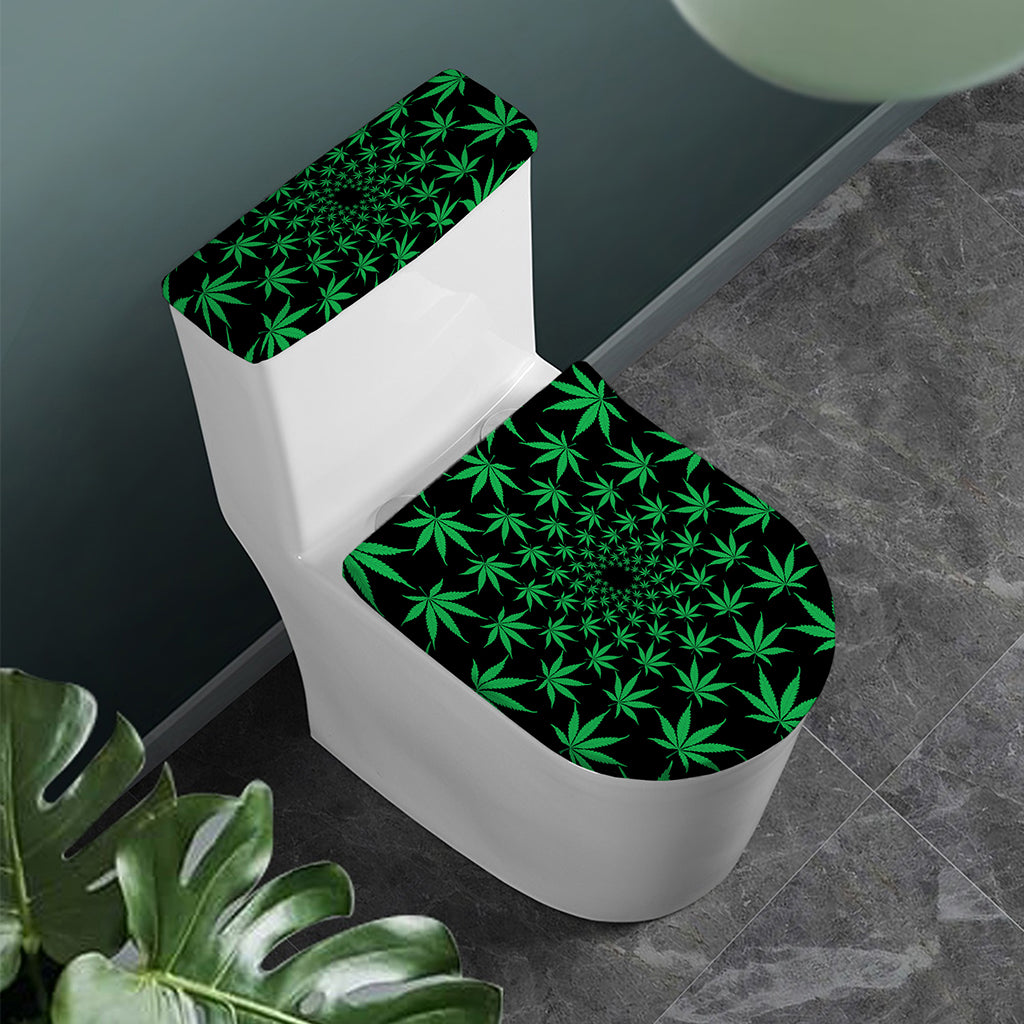 Swirl Cannabis Leaf Print Toilet Lid And Tank Cover Set