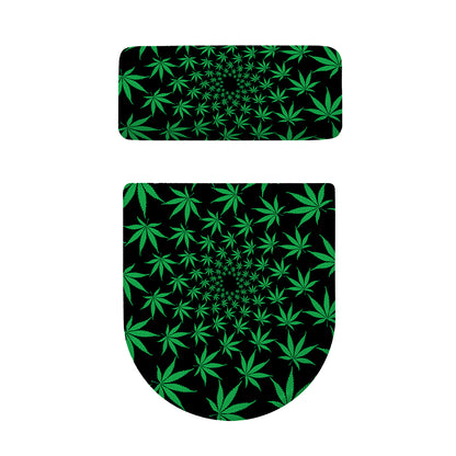 Swirl Cannabis Leaf Print Toilet Lid And Tank Cover Set