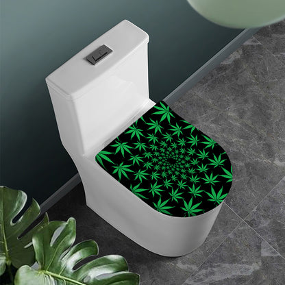 Swirl Cannabis Leaf Print Toilet Lid Cover