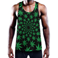 Swirl Cannabis Leaf Print Men's Workout Tank Top