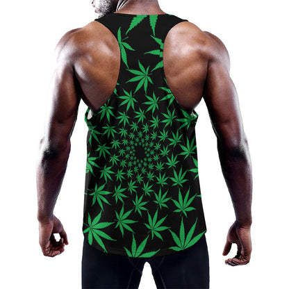 Swirl Cannabis Leaf Print Training Tank Top
