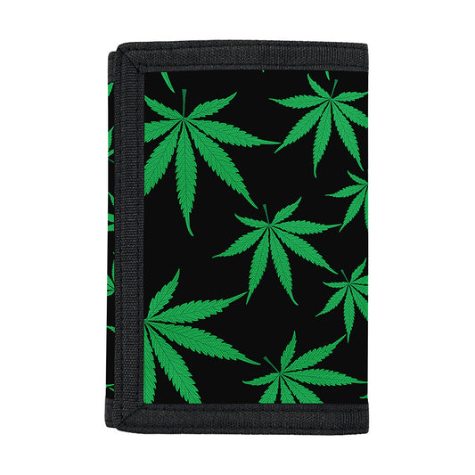 Swirl Cannabis Leaf Print Trifold Wallet