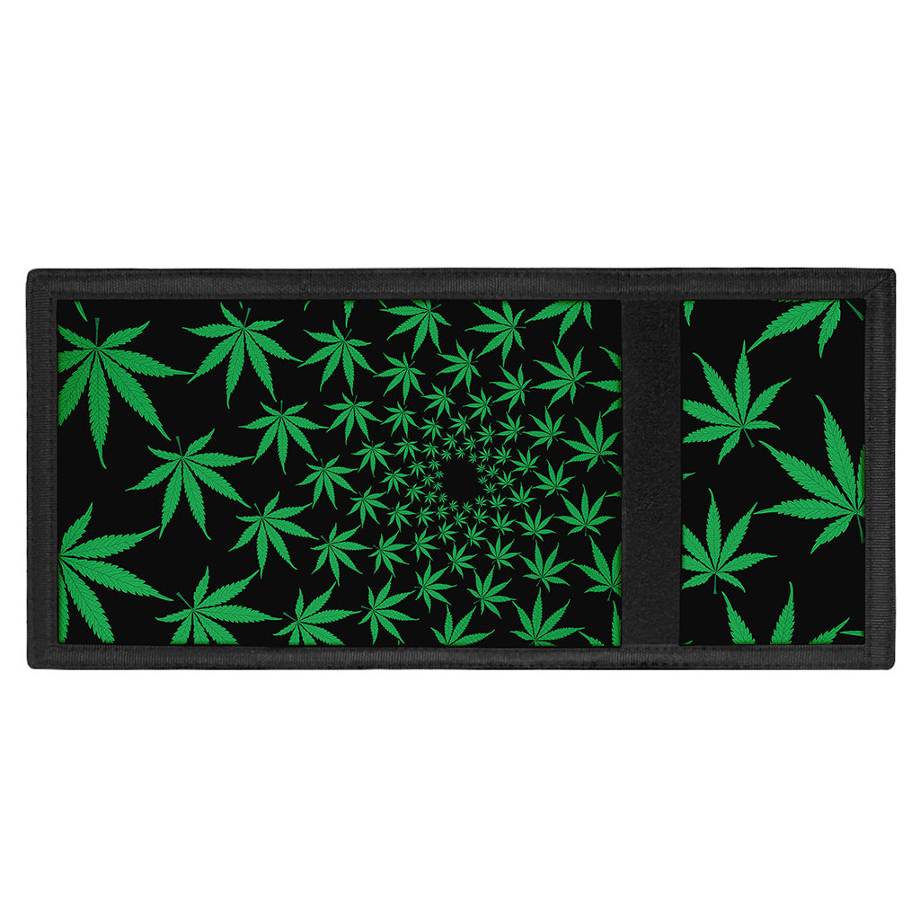 Swirl Cannabis Leaf Print Trifold Wallet
