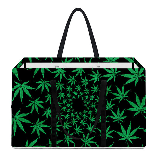 Swirl Cannabis Leaf Print Utility Tote Bag