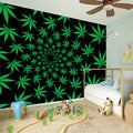 Swirl Cannabis Leaf Print Wall Sticker