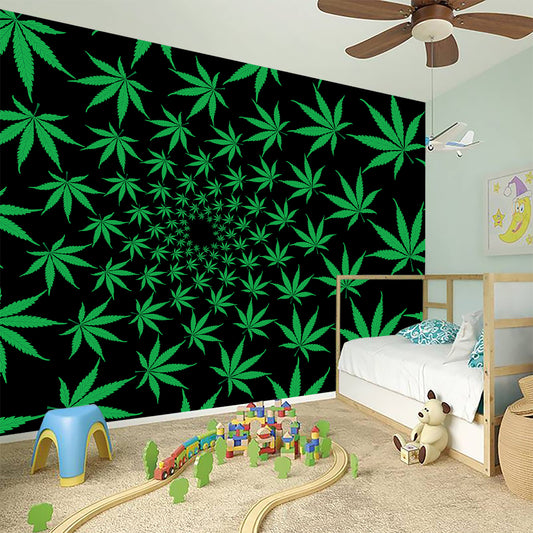 Swirl Cannabis Leaf Print Wall Sticker
