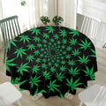 Swirl Cannabis Leaf Print Waterproof Round Tablecloth