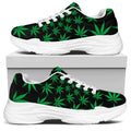 Swirl Cannabis Leaf Print White Chunky Shoes