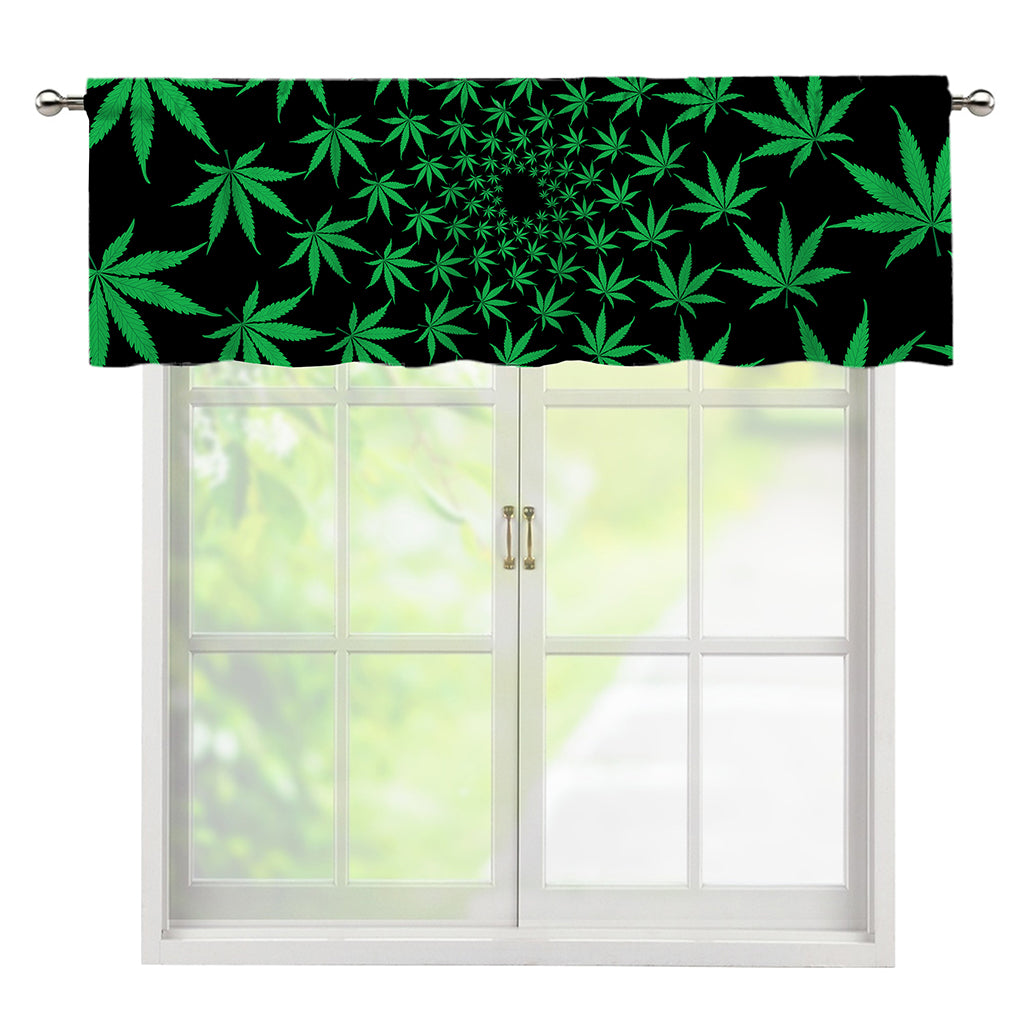 Swirl Cannabis Leaf Print Window Valance