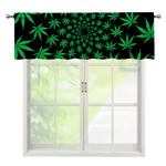 Swirl Cannabis Leaf Print Window Valance