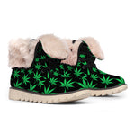 Swirl Cannabis Leaf Print Winter Boots