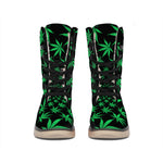 Swirl Cannabis Leaf Print Winter Boots