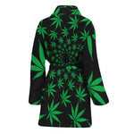 Swirl Cannabis Leaf Print Women's Bathrobe