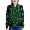 Swirl Cannabis Leaf Print Women's Bomber Jacket