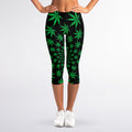Swirl Cannabis Leaf Print Women's Capri Leggings