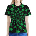 Swirl Cannabis Leaf Print Women's Polo Shirt