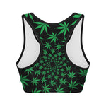 Swirl Cannabis Leaf Print Women's Sports Bra