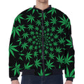 Swirl Cannabis Leaf Print Zip Sleeve Bomber Jacket