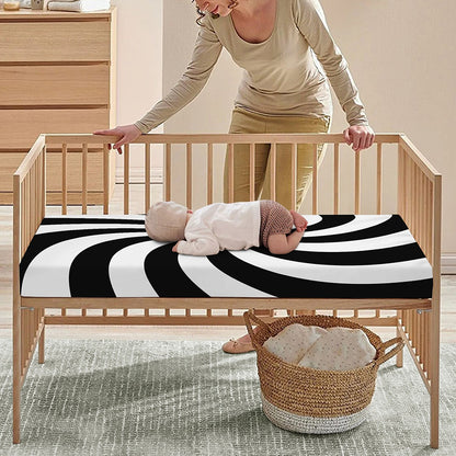 Swirl Optical Illusion Print Baby Crib Sheet