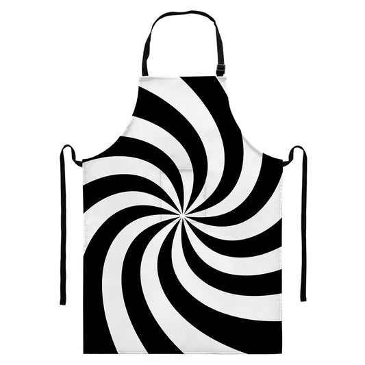 Swirl Optical Illusion Print Bib Apron With Pocket