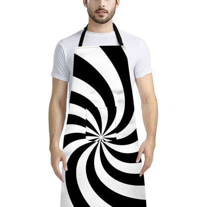 Swirl Optical Illusion Print Bib Apron With Pocket