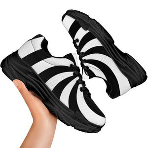 Swirl Optical Illusion Print Black Chunky Shoes