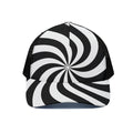 Swirl Optical Illusion Print Black Mesh Trucker Hat
