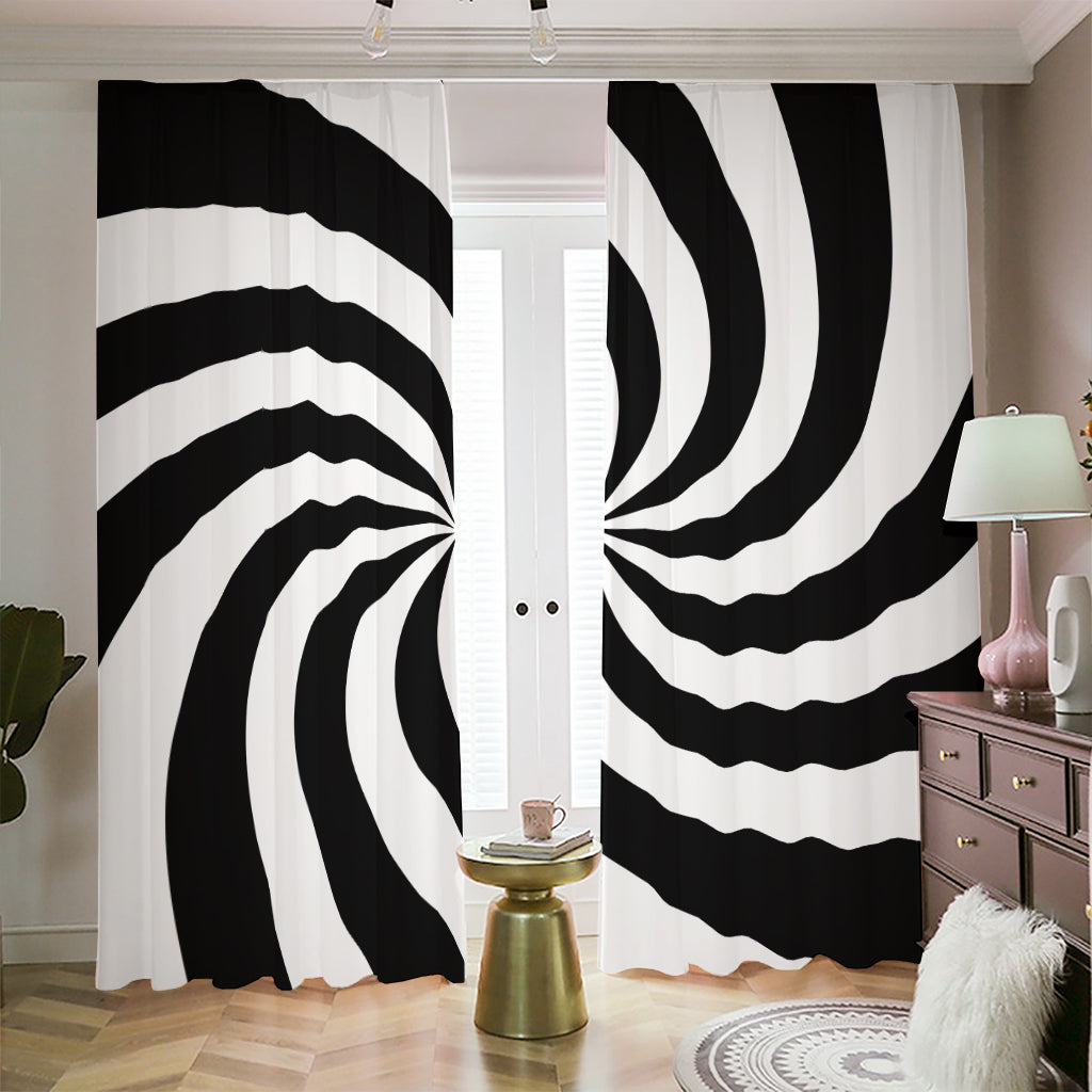 Swirl Optical Illusion Print Blackout Pencil Pleat Curtains