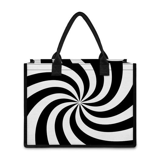 Swirl Optical Illusion Print Canvas Tote Bag
