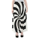 Swirl Optical Illusion Print Chiffon Maxi Skirt