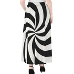 Swirl Optical Illusion Print Chiffon Maxi Skirt