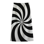 Swirl Optical Illusion Print Cotton Front Slit Maxi Skirt