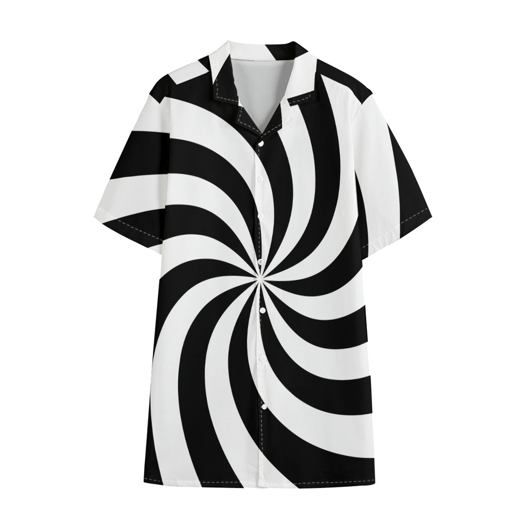 Swirl Optical Illusion Print Cotton Hawaiian Shirt