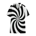Swirl Optical Illusion Print Cotton Hawaiian Shirt