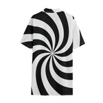 Swirl Optical Illusion Print Cotton Hawaiian Shirt