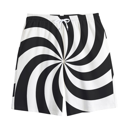 Swirl Optical Illusion Print Cotton Shorts