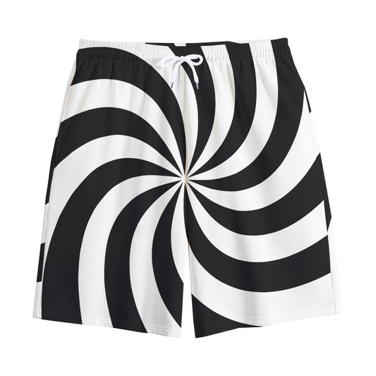 Swirl Optical Illusion Print Cotton Shorts