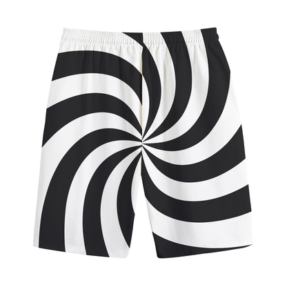 Swirl Optical Illusion Print Cotton Shorts