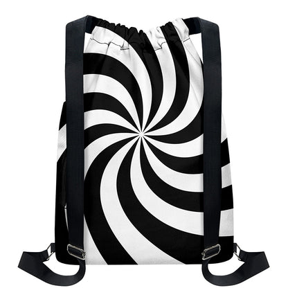 Swirl Optical Illusion Print Drawstring Backpack