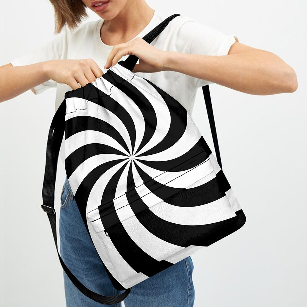Swirl Optical Illusion Print Drawstring Backpack