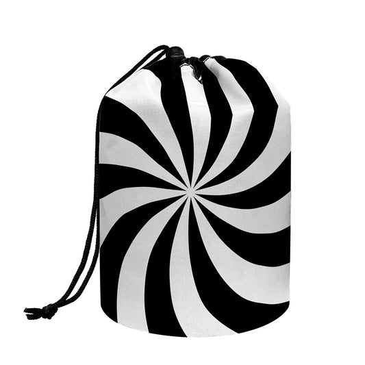 Swirl Optical Illusion Print Drawstring Makeup Bag