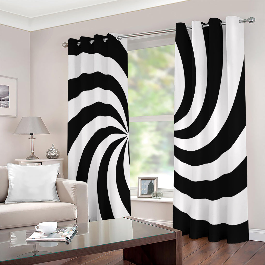Swirl Optical Illusion Print Extra Wide Grommet Curtains