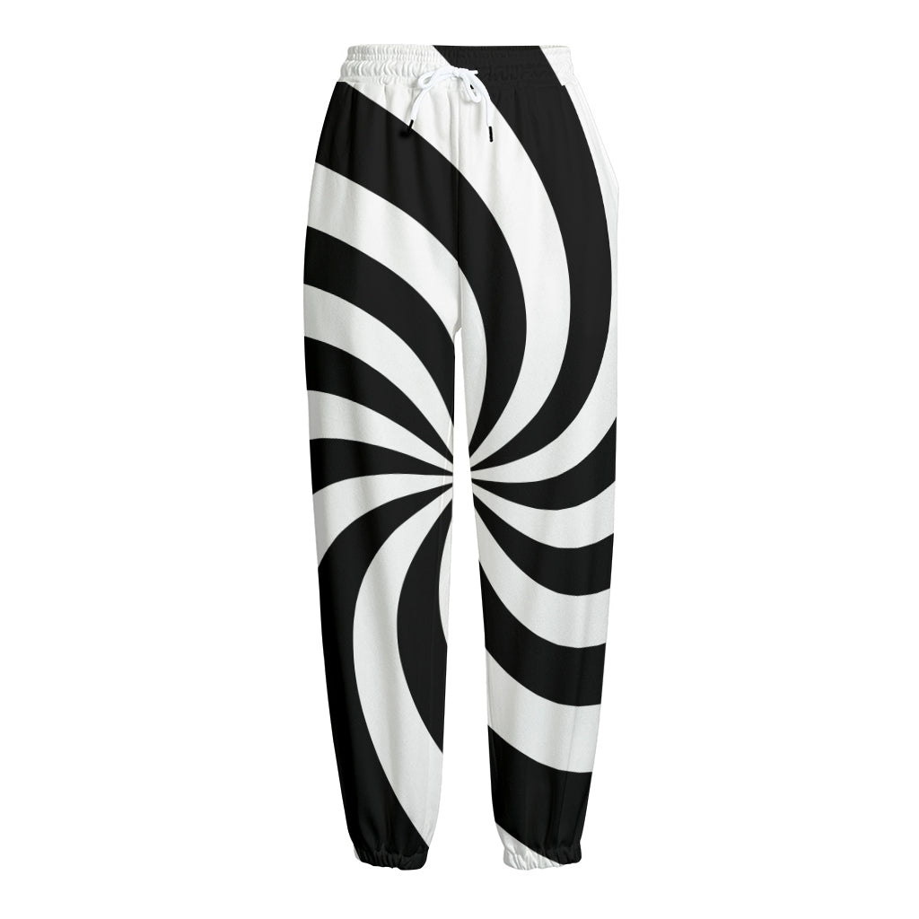 Swirl Optical Illusion Print Fleece Lined Knit Pants