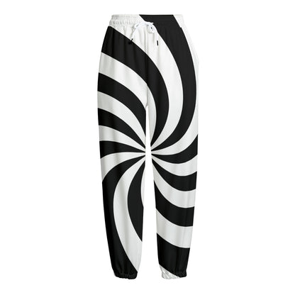 Swirl Optical Illusion Print Fleece Lined Knit Pants